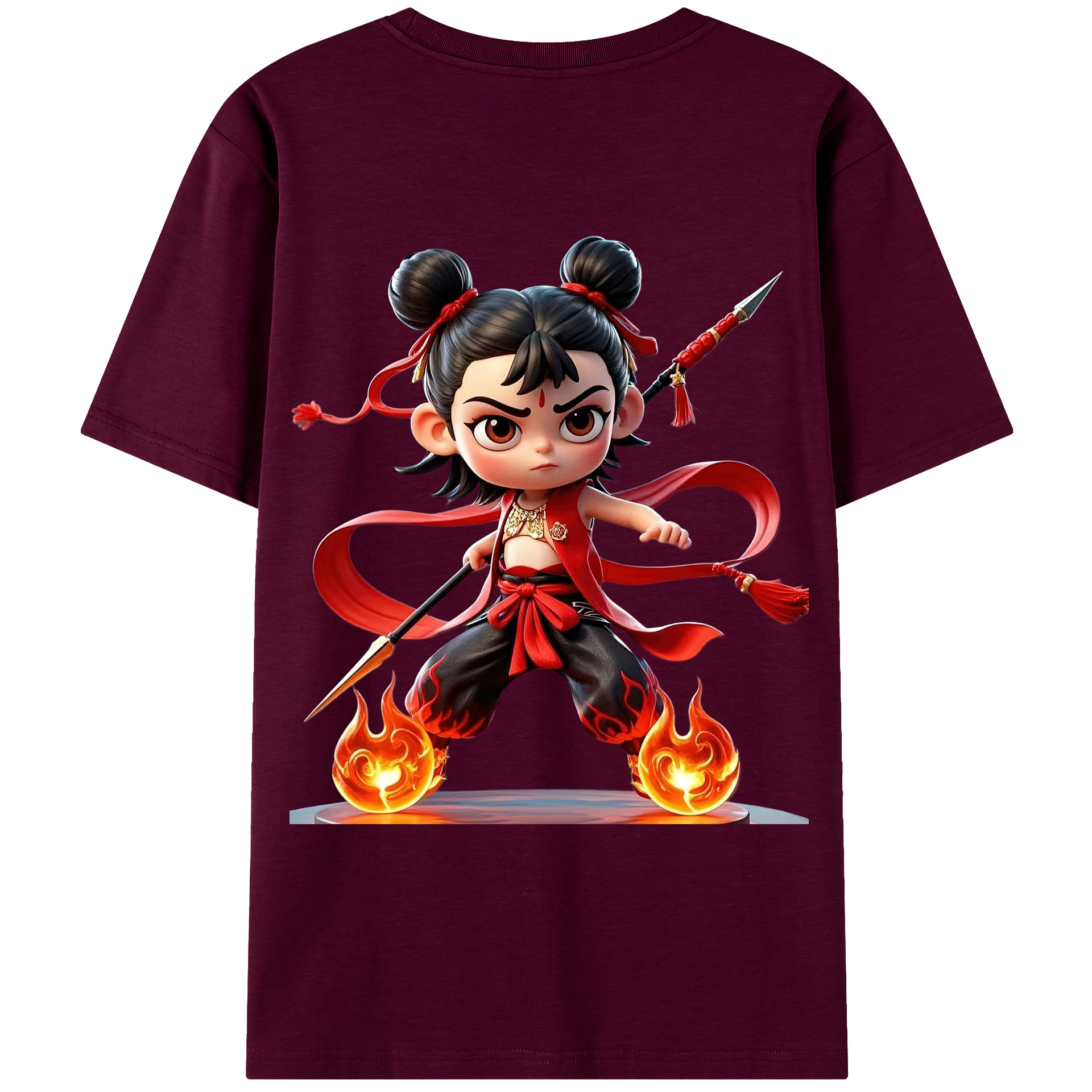 （画像用） Ne Zha 2 ナタ 魔童の大暴れ レディース半袖Tシャツ(バックプリント)